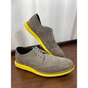 Men's 10.5 Cole Haan Wingtip Oxford Lunargrand Shoes Sneaker Brogue Grey Yellow